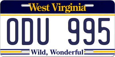 WV license plate ODU995