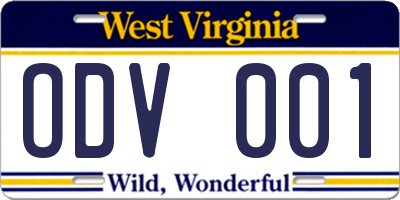 WV license plate ODV001
