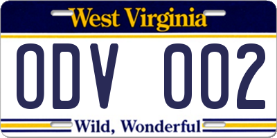 WV license plate ODV002