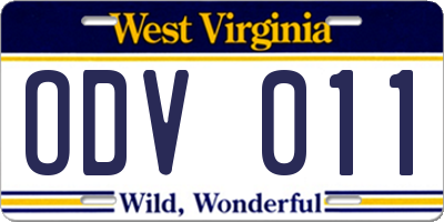 WV license plate ODV011