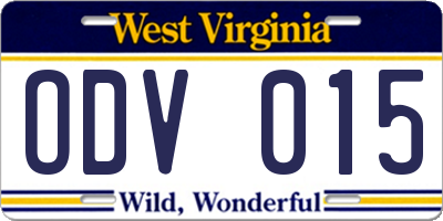 WV license plate ODV015