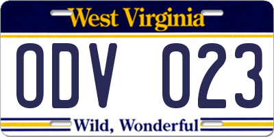 WV license plate ODV023