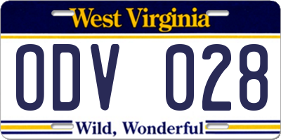 WV license plate ODV028