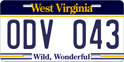 WV license plate ODV043