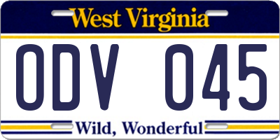 WV license plate ODV045