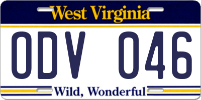 WV license plate ODV046