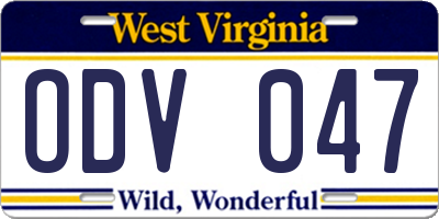 WV license plate ODV047