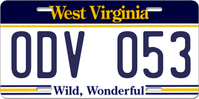 WV license plate ODV053