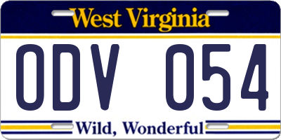 WV license plate ODV054