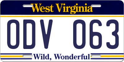 WV license plate ODV063