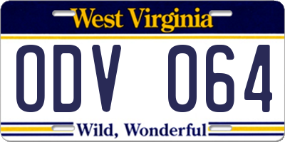 WV license plate ODV064
