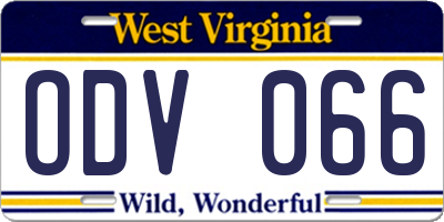 WV license plate ODV066