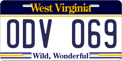 WV license plate ODV069