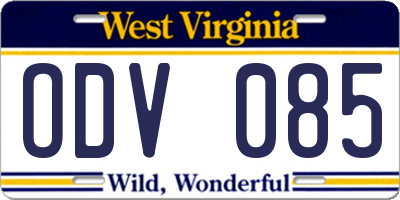 WV license plate ODV085