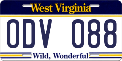 WV license plate ODV088