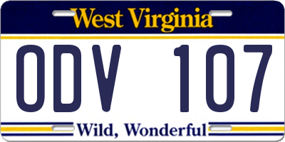 WV license plate ODV107