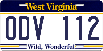 WV license plate ODV112