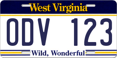 WV license plate ODV123