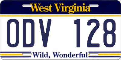 WV license plate ODV128
