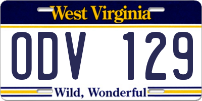 WV license plate ODV129