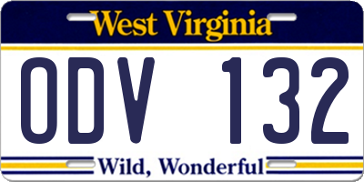 WV license plate ODV132