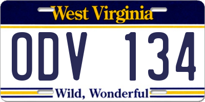 WV license plate ODV134