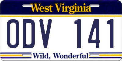 WV license plate ODV141