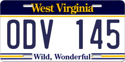WV license plate ODV145