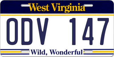WV license plate ODV147
