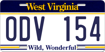 WV license plate ODV154