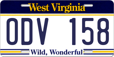 WV license plate ODV158