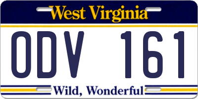 WV license plate ODV161