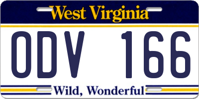 WV license plate ODV166