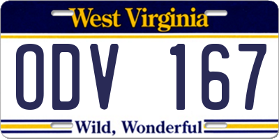 WV license plate ODV167