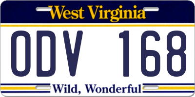 WV license plate ODV168