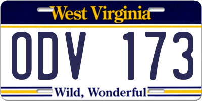 WV license plate ODV173