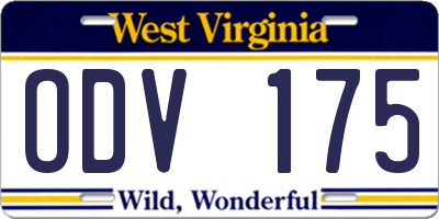 WV license plate ODV175