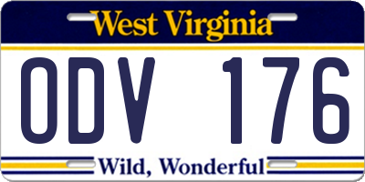 WV license plate ODV176