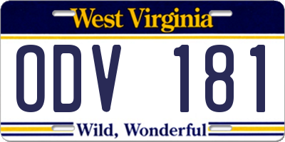 WV license plate ODV181