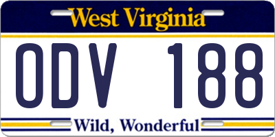 WV license plate ODV188