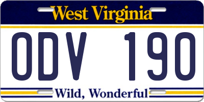 WV license plate ODV190