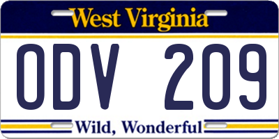 WV license plate ODV209