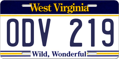 WV license plate ODV219