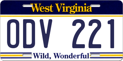 WV license plate ODV221