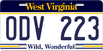 WV license plate ODV223