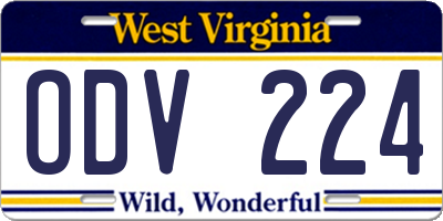 WV license plate ODV224