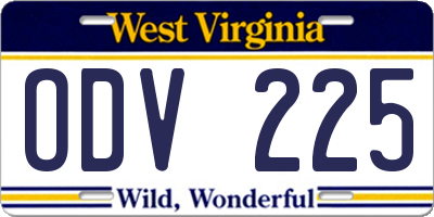WV license plate ODV225