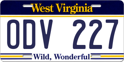 WV license plate ODV227