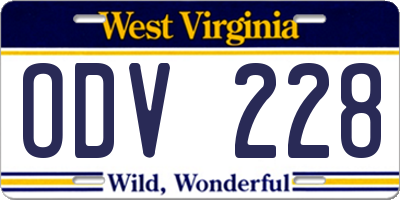 WV license plate ODV228