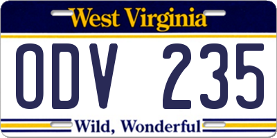 WV license plate ODV235